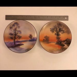 Two hand-painted Noritake dinner plates